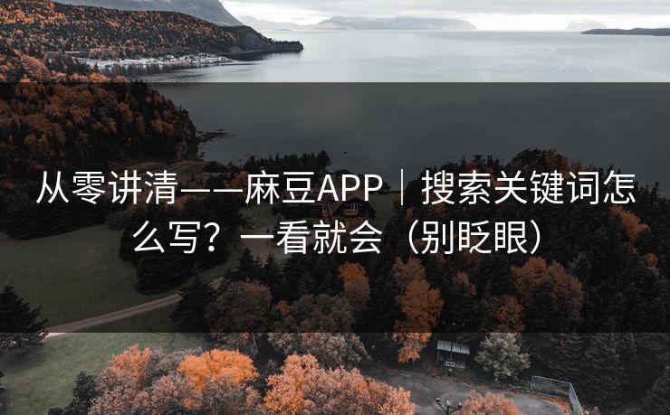 从零讲清——麻豆APP｜搜索关键词怎么写？一看就会（别眨眼）