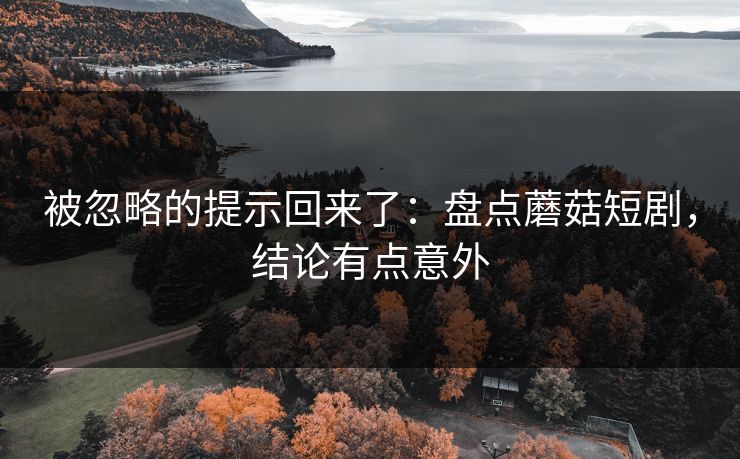 被忽略的提示回来了：盘点蘑菇短剧，结论有点意外