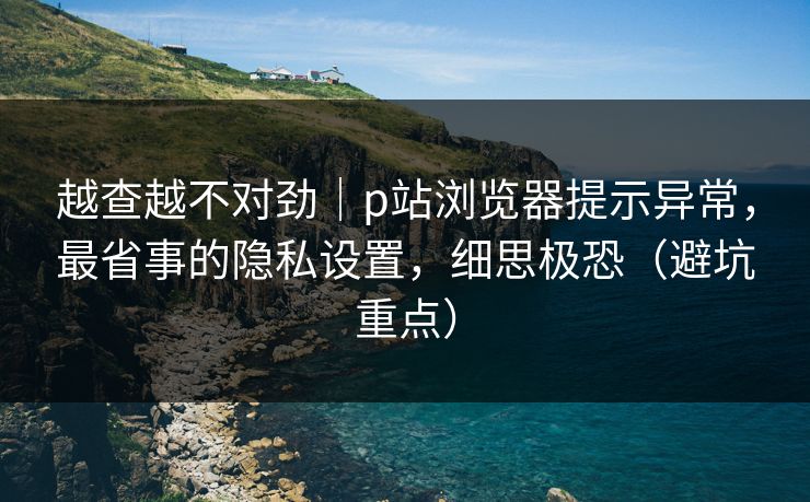 越查越不对劲|p站浏览器提示异常,最省事的隐私设置,细思极恐(避坑重点) 越查越不对劲|p站浏览器提示异常,最省事的隐私设置,细思极恐(避坑重点)