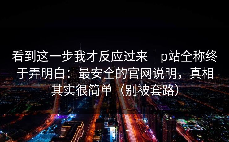 看到这一步我才反应过来｜p站全称终于弄明白：最安全的官网说明，真相其实很简单（别被套路）