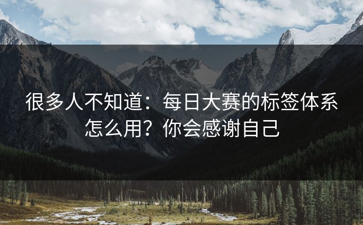 很多人不知道：每日大赛的标签体系怎么用？你会感谢自己