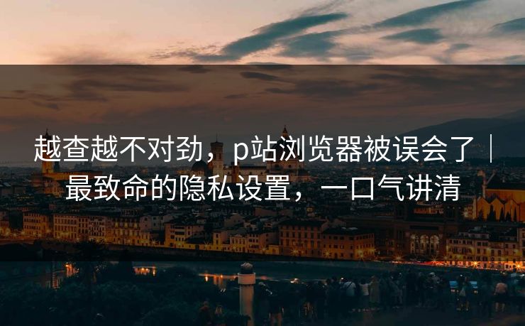 越查越不对劲,p站浏览器被误会了|最致命的隐私设置,一口气讲清 越查越不对劲,p站浏览器被误会了|最致命的隐私设置,一口气讲清