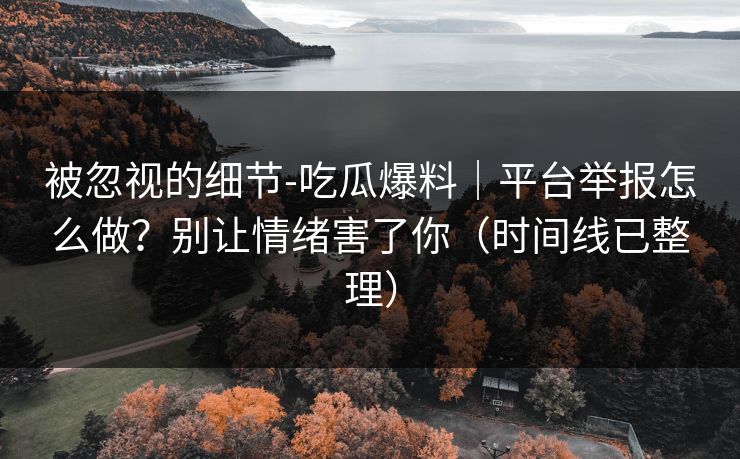 被忽视的细节-吃瓜爆料｜平台举报怎么做？别让情绪害了你（时间线已整理）